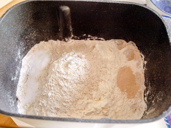Bread machine with flour