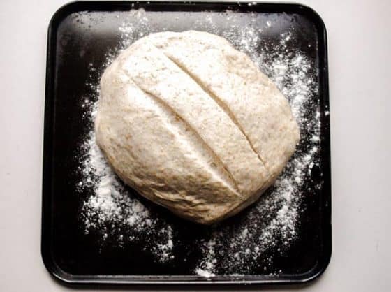 bread dough on baking tray