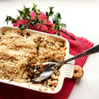 Apple and Mincemeat Crumble with spoon