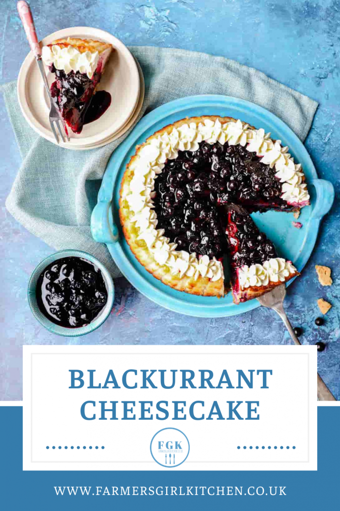 Blackcurrant Cheesecake with slice and bowl of compote
