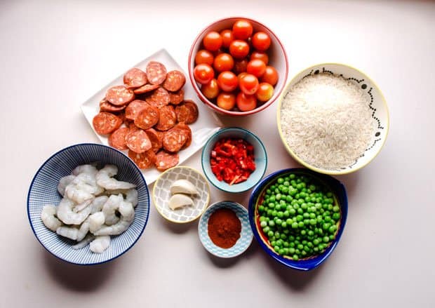 Ingredients for Prawn & Chorizo Rice