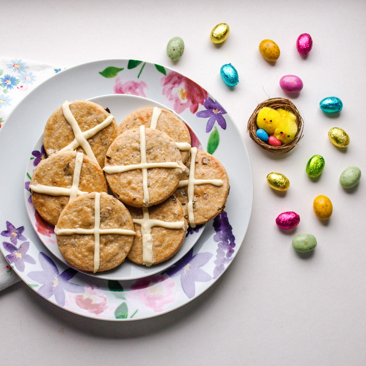 Hot Cross shortbread with chocolate eggs
