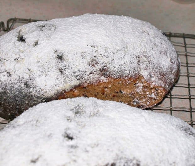 Two loavse of Homemade Marzipan Stollen