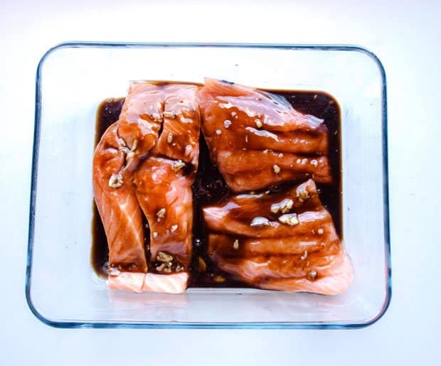 Salmon in honey balsamic glaze