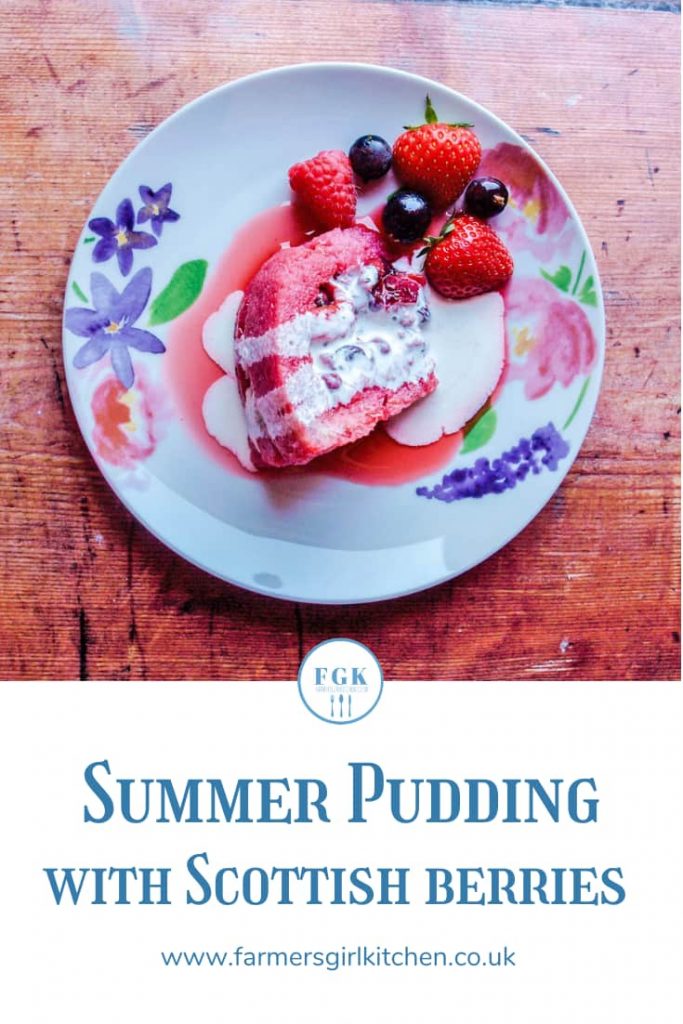 Summer Pudding Slice with Scottish Berries and cream