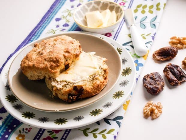 Enjoy these Date and Walnut Scones with butter or jam