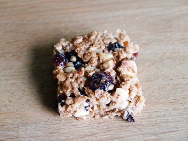 Cranberry and Sour Cherry Flapjacks are a perfect snack or lunchbox treat
