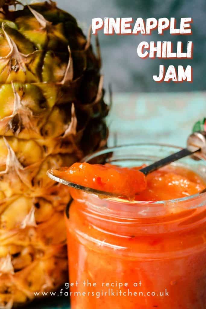 Pineapple with jar of Pineapple Chilli jam