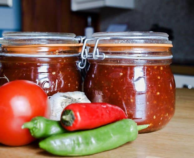 Tomato Chilli Jam and chillies