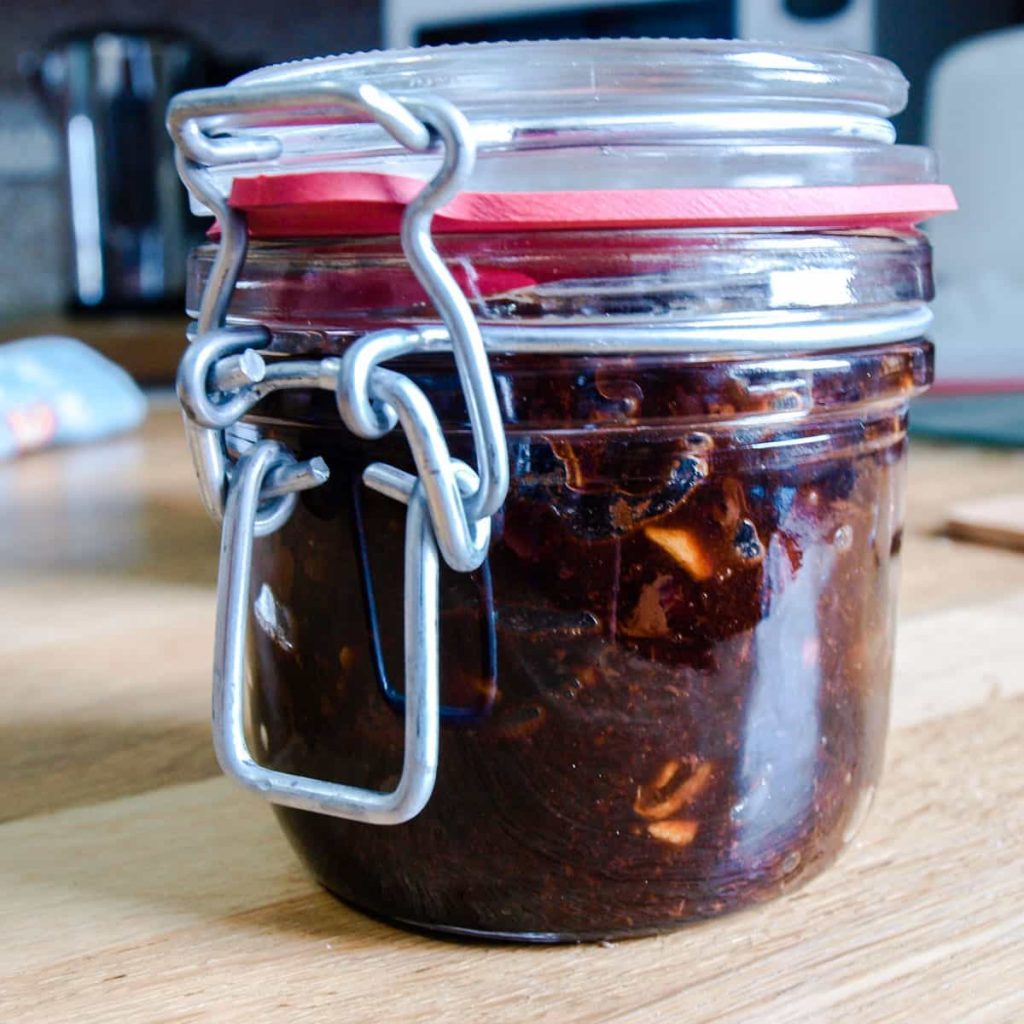 Closed jar of Dark Chocolate Mincemeat