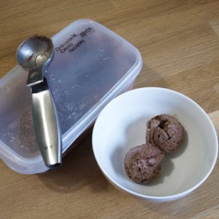 Chocolate chilli ice cream in bowl