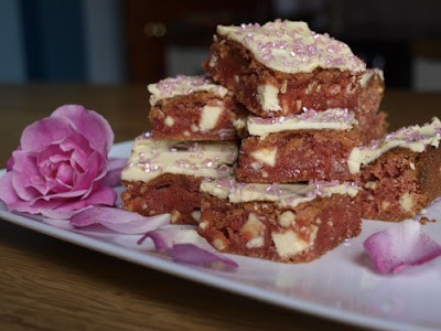 White Chocolate and Rose Blondies