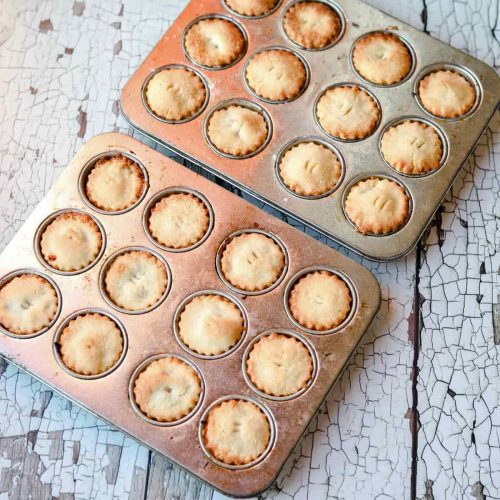 Mini mince pies baked in tins