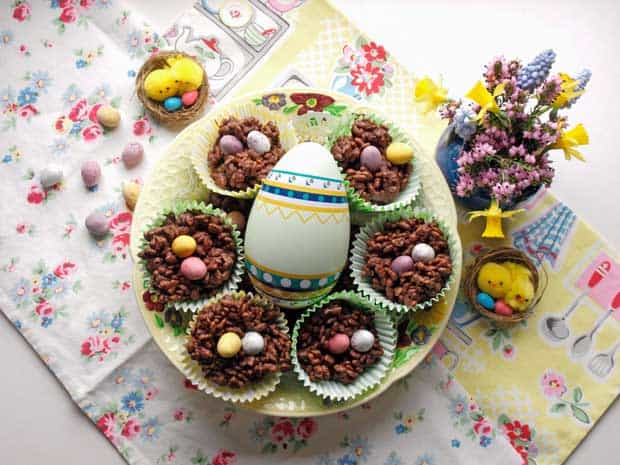 Chocolate Krispies with Easter decorations