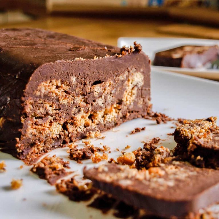 Chocolate Amaretti Slice cut into slices