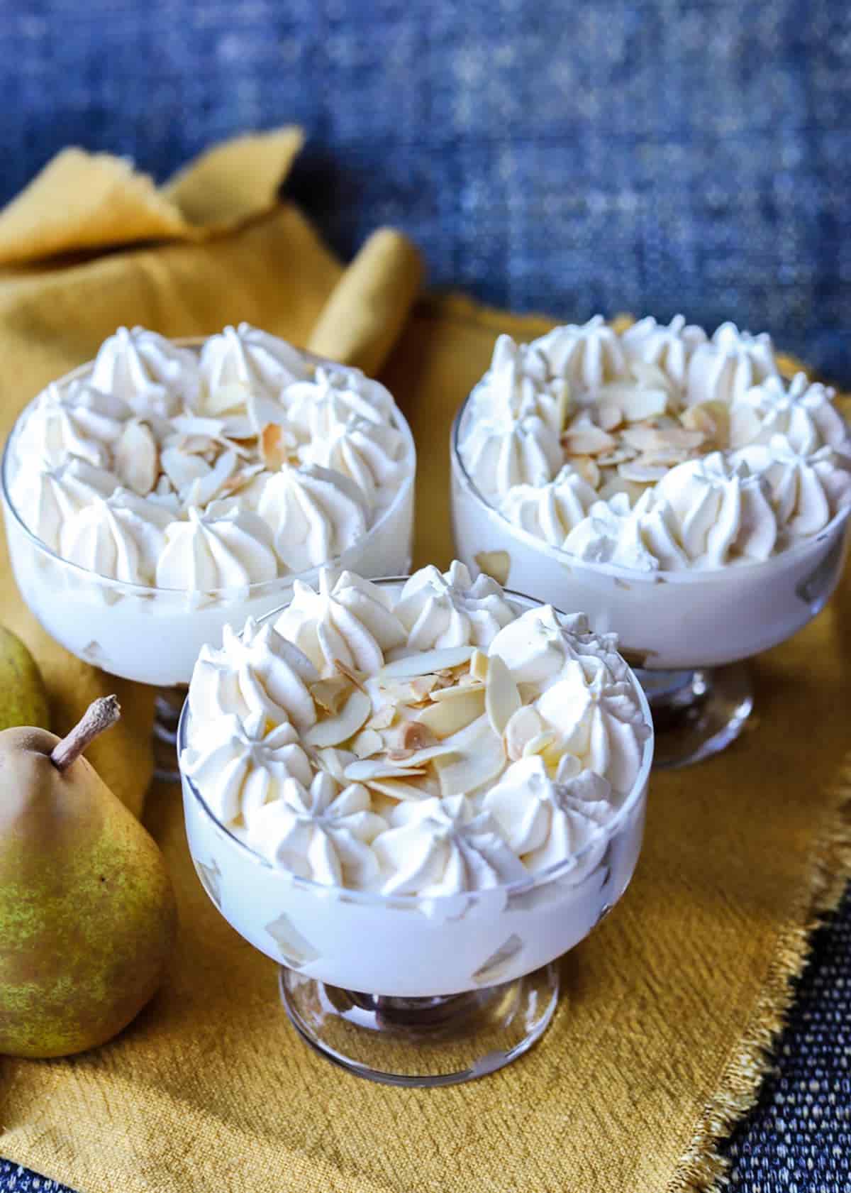 Jamaica Ginger Cake and Pear Trifles with pear