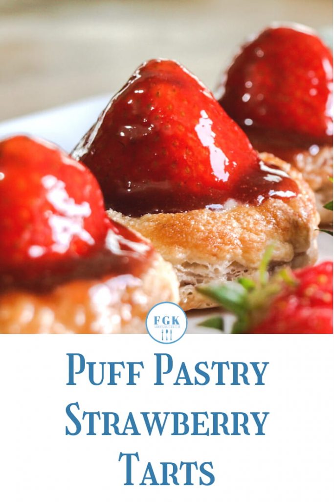 Puff Pastry Strawberry Tarts three on plate