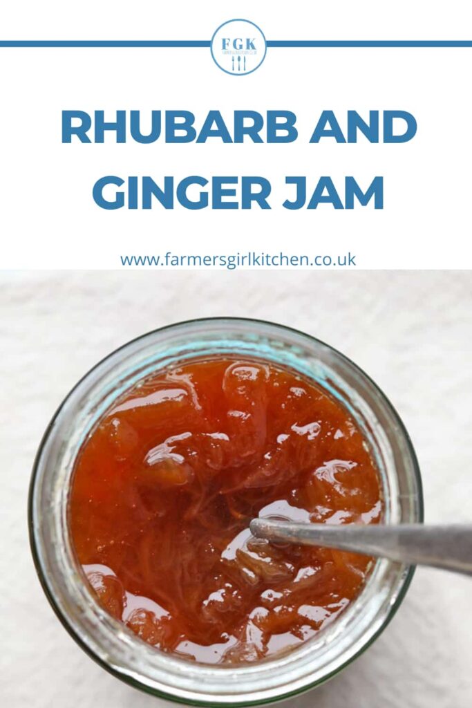 Rhubarb and Ginger Jam jar from above