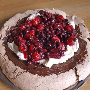 chocolate berry pavlova.