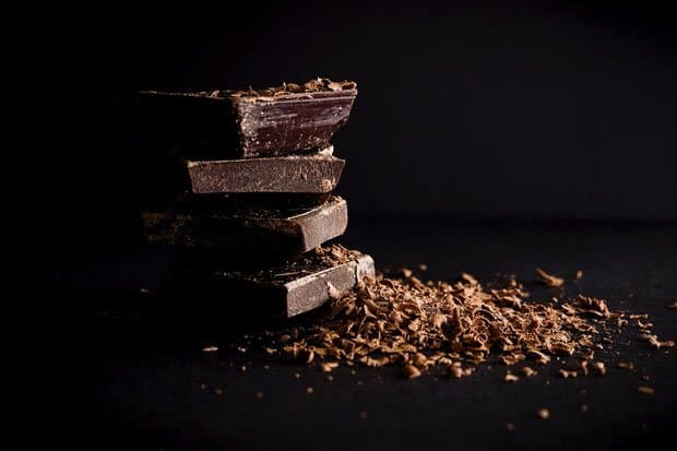 stacked squares of dark chocolate 