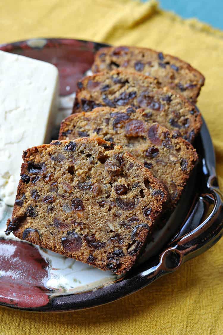 yorkshire barm brack tea load slices on plate.