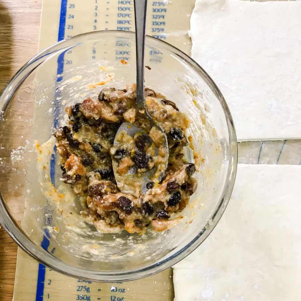 Bowl of mincemeat with spoon