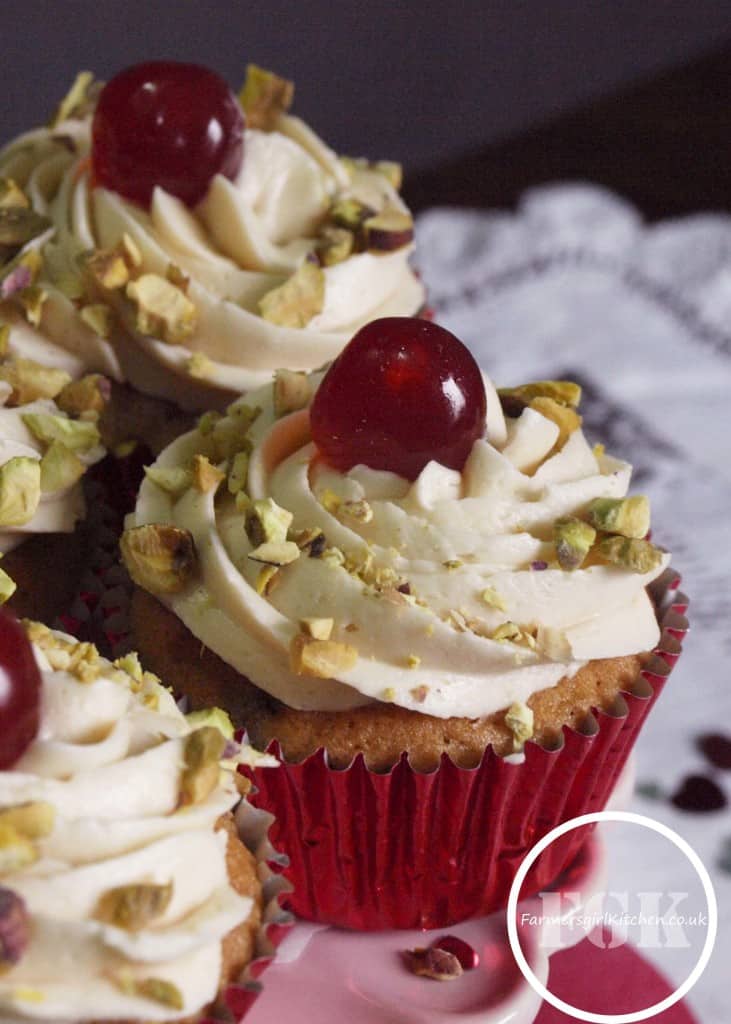 Cherry and Pistacho Cupcakes for Valentines Day