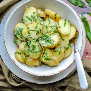 Bowl of New Potatoes with Wild Garlic & Lemon Dressing