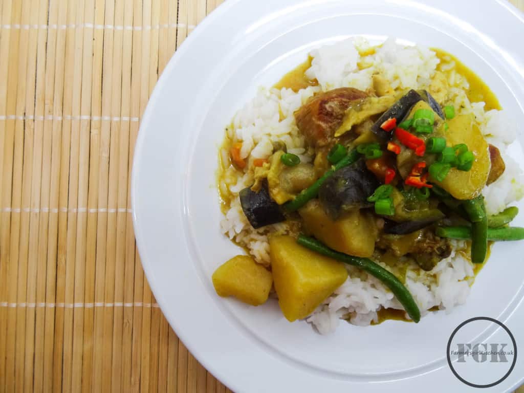 Chicken Curry on rice on a plate