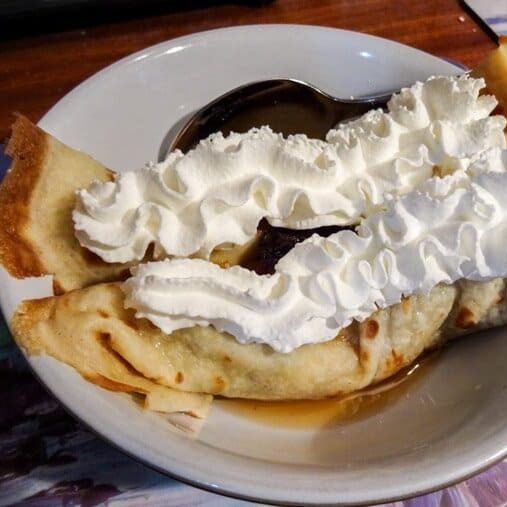 Extra whipped cream on the Crespelle Sweet Italian Pancakes is optional but oh so good