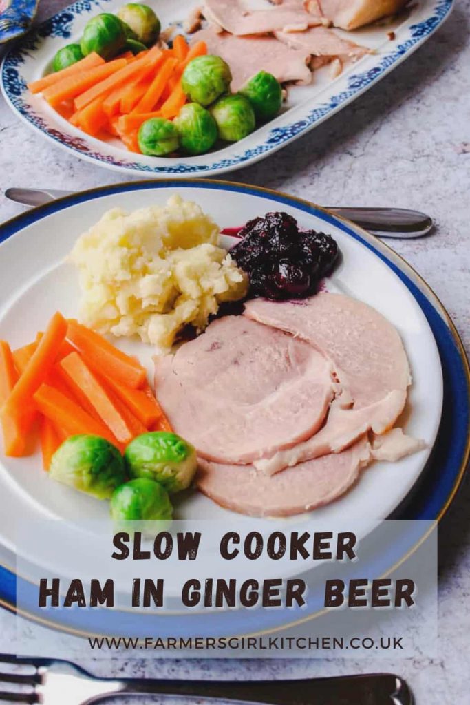 Plated Slow Cooker Ham in Ginger Beer