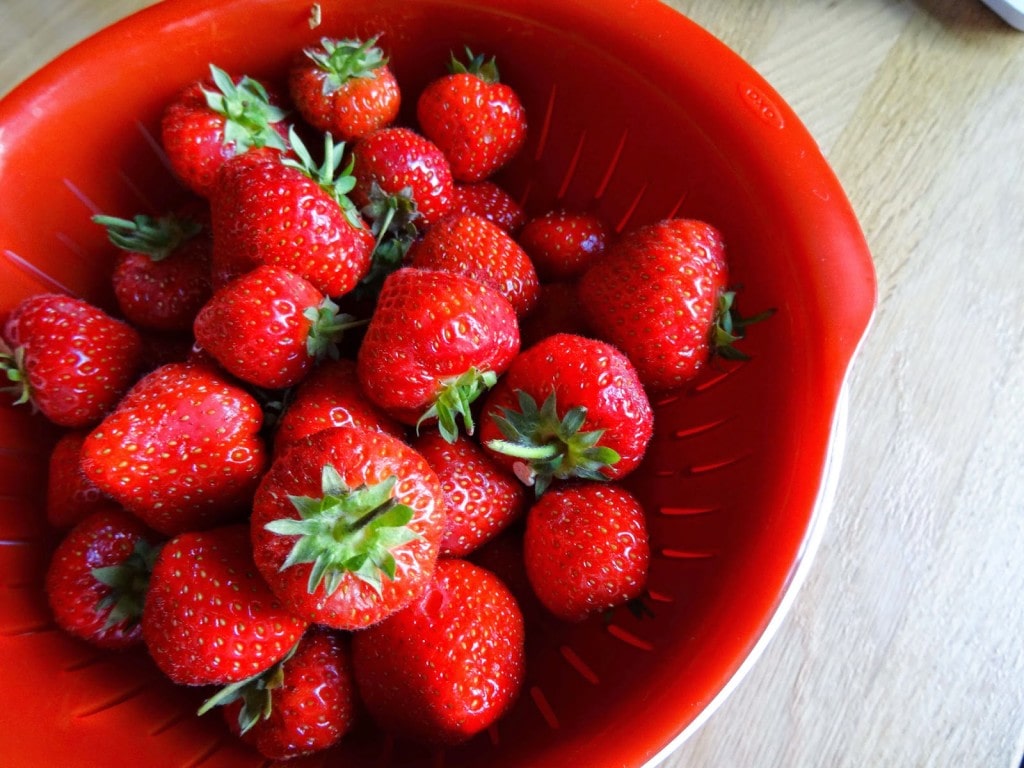A bowl of beautiful fresh Scottish strawberries for Sensational Strawberry Mousse