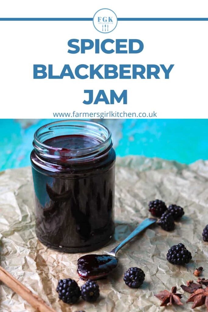 Spiced Blackberry Jam jar and berries