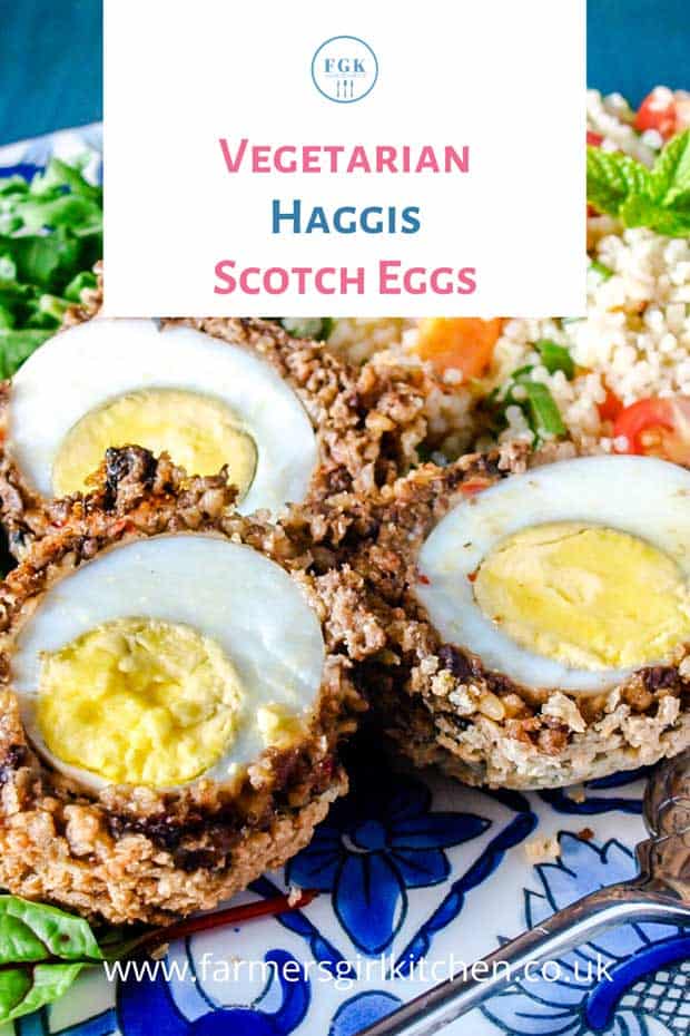 Vegetarian Haggis Scotch Eggs with salad 