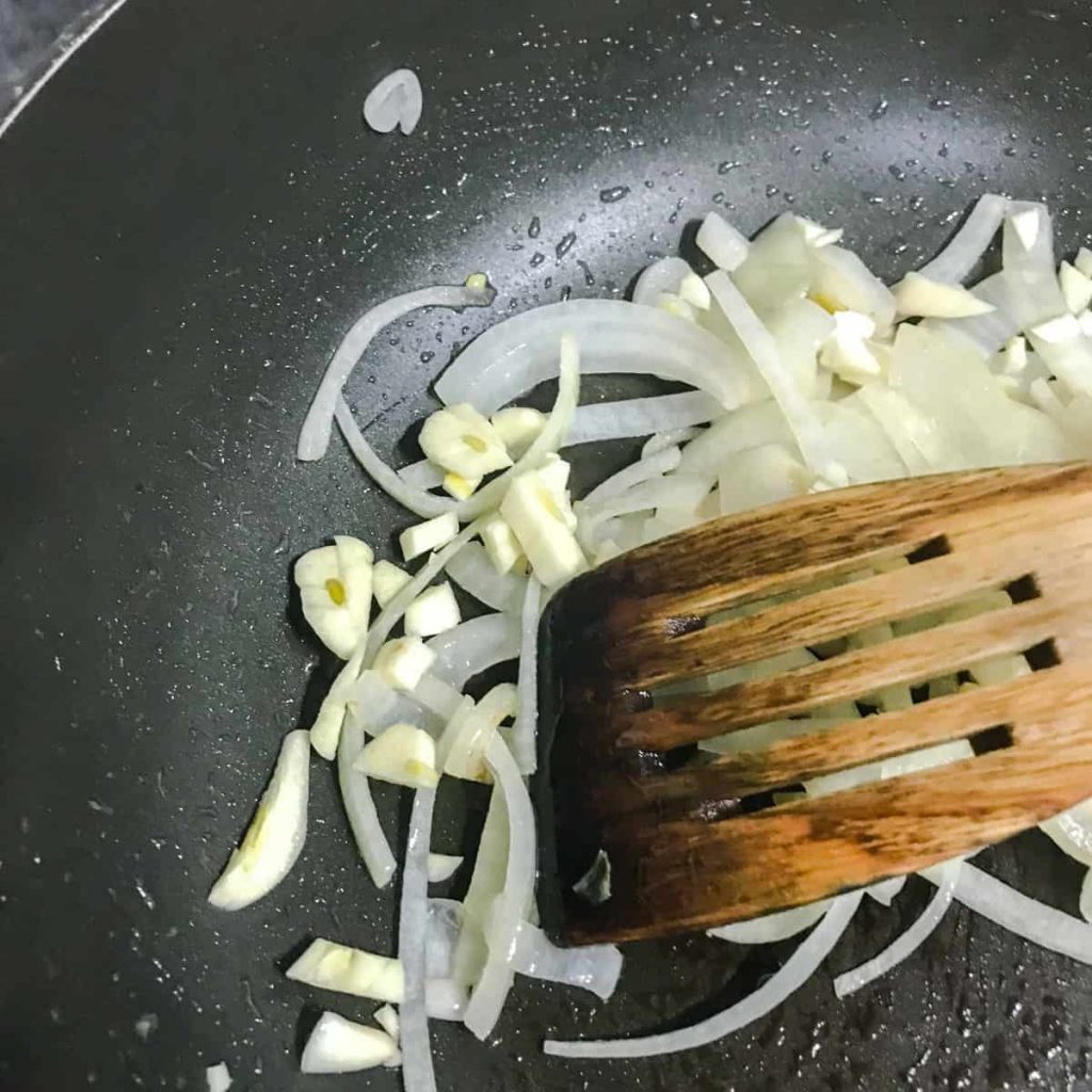 sliced onions for Smoked Mackerel Kedgeree