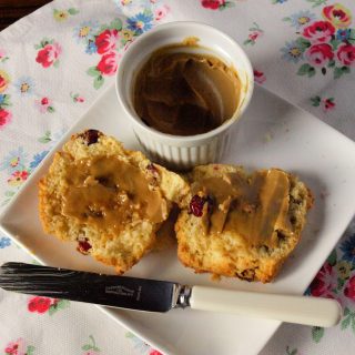 Cranberry and Flaxseed Scones with molasses butter