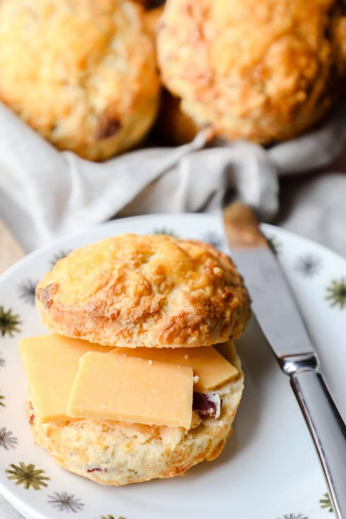 Bacon Cheddar Scone with cheese