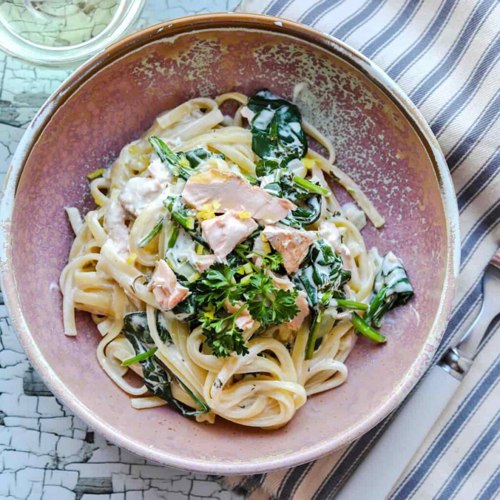 Creamy Trout and Spinach Pasta Farmersgirl Kitchen