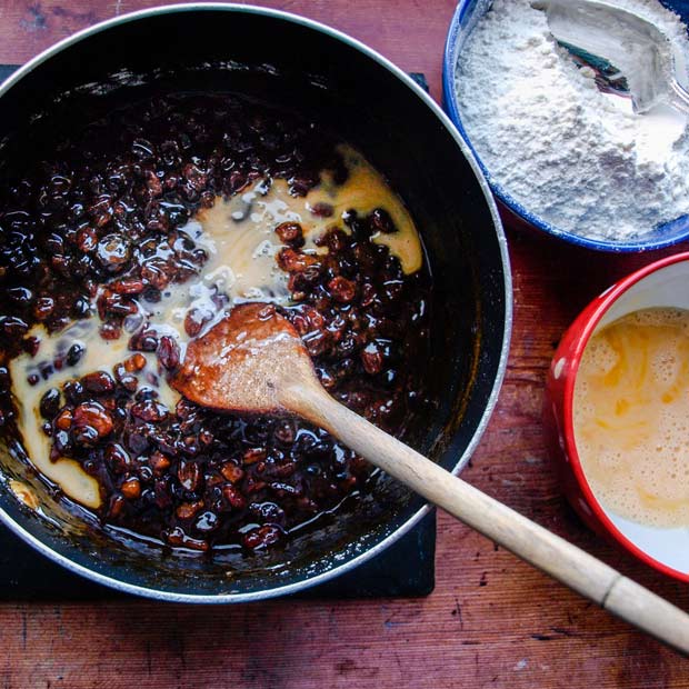 Add the egg to the fruit for Cloutie Dumpling