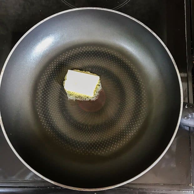 frying pan with butter melting