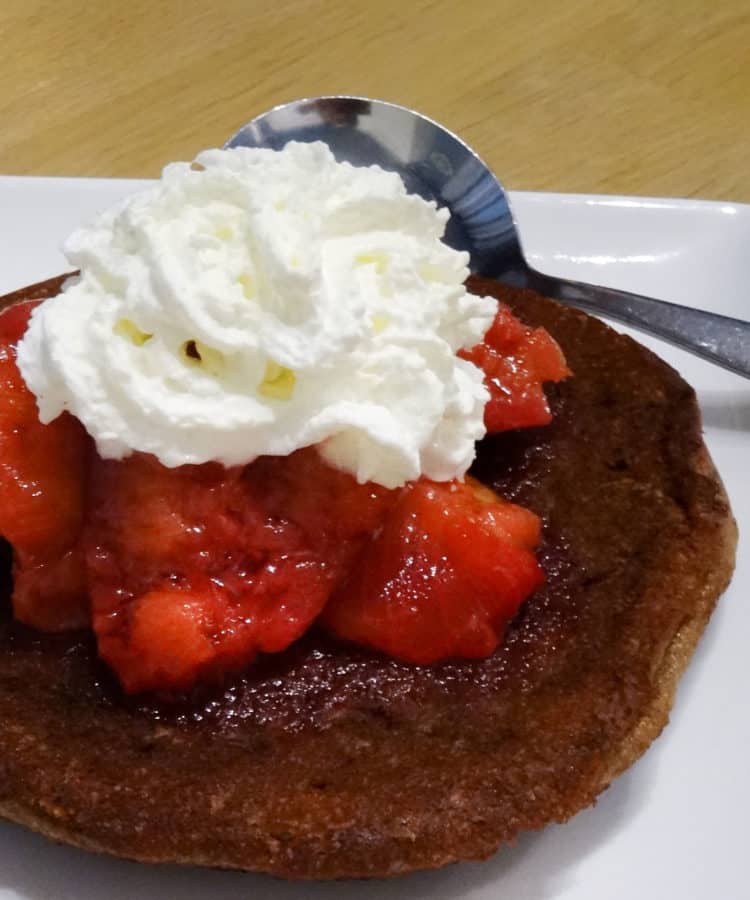Delicious cinnamon spice Pancakes with cinnamon poached plums