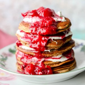 Cinnamon Spice Pancakes with Plum Compote