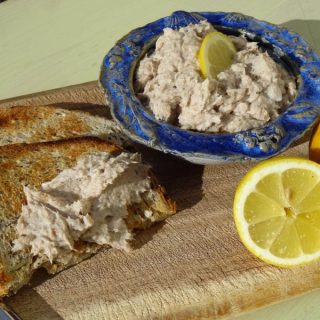 pate with toast and lemon