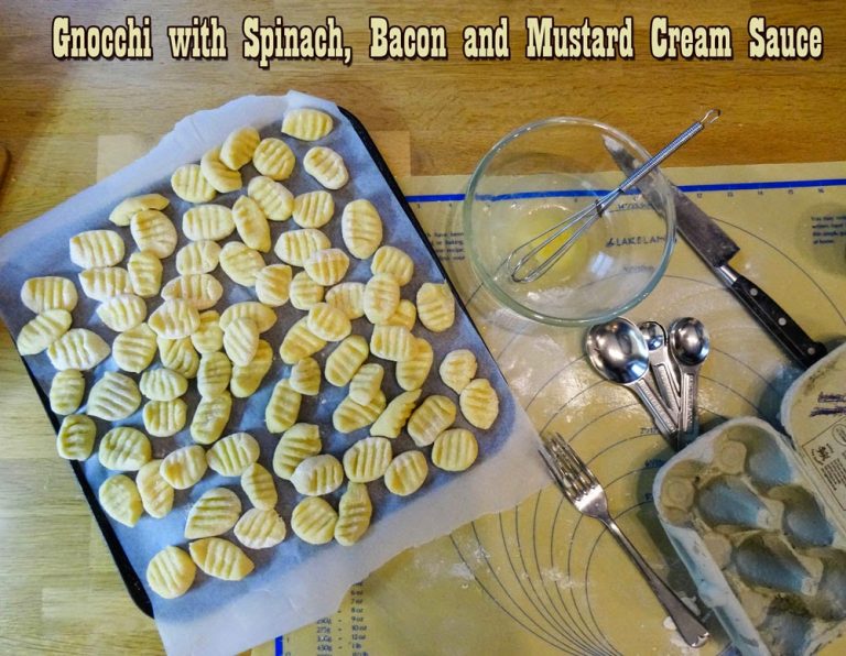 Gnocchi with Spinach, Bacon and Mustard Cream Sauce