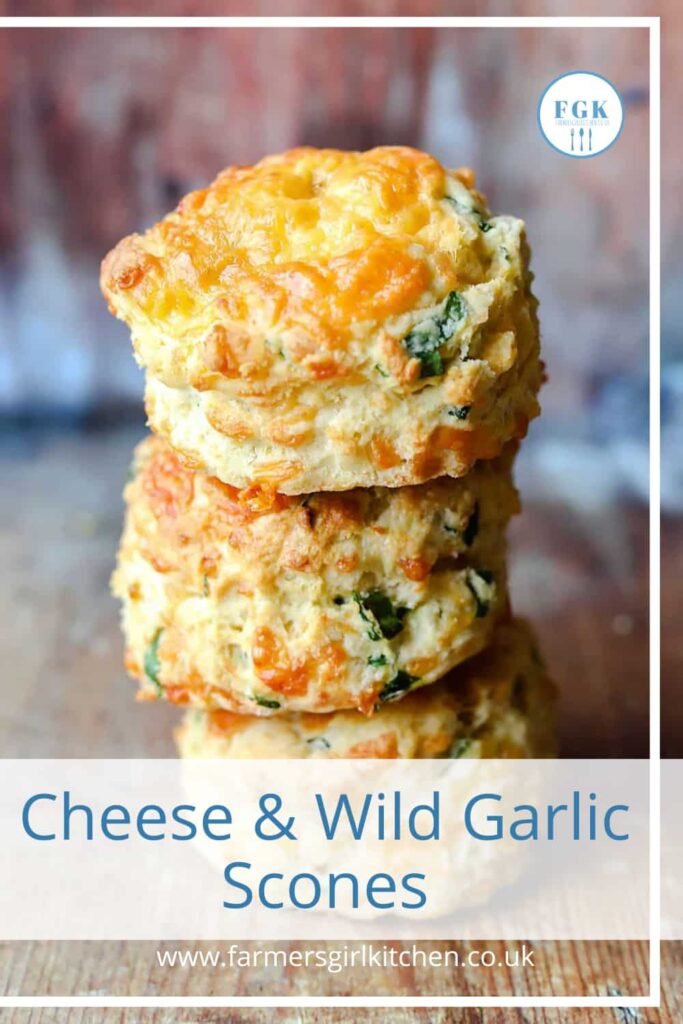 Cheese and Wild Garlic Scones stacked recipe pin