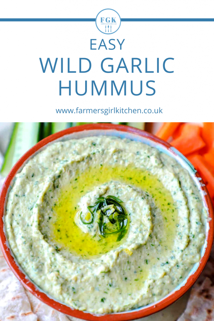 Easy Wild Garlic Hummus in bowl 