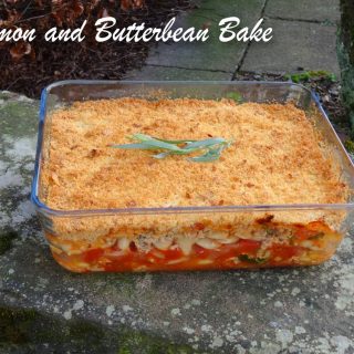 Salmon and Butterbean Bake using canned food from your larder