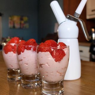 Sensational Strawberry Mousse is made with fresh strawberries, cream and a little powdered sugar, it's just so lush #strawberry #cream #mousse #recipe
