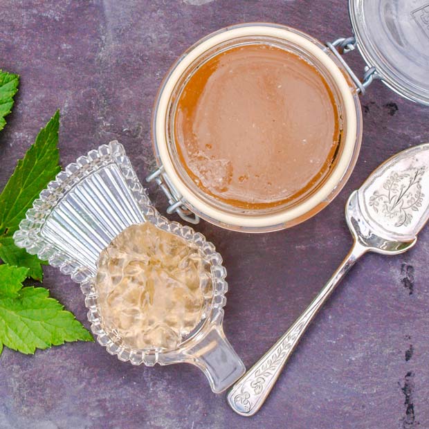 Jar and Thistle glass dish of White Currant Jelly-Jam 