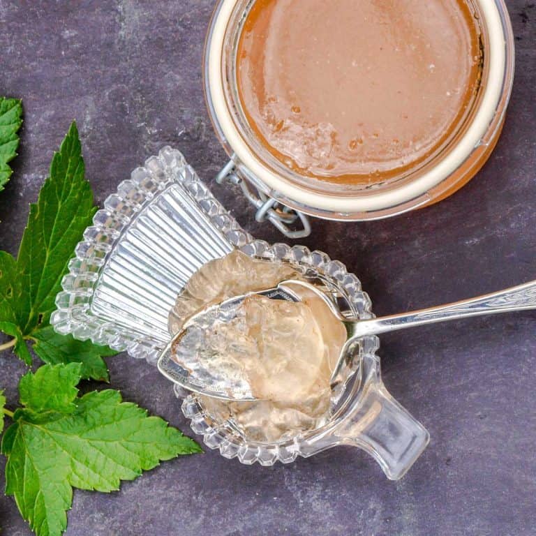 Jar of White Currant Jelly-Jam and spoon
